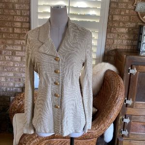 St. John EVENING BY MARIE GRAY GOLD METALLIC BUTTON JACKET 10